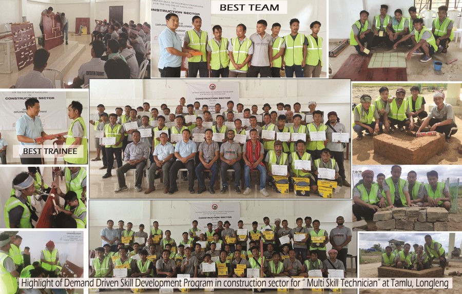 Week-long demand driven skill development programme for the youth of Nagaland in Construction Sector 2022-23 in Tamlu concludes.